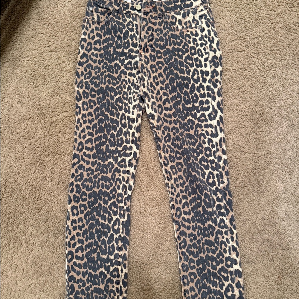 OAT Leopard Print Straight Jeans